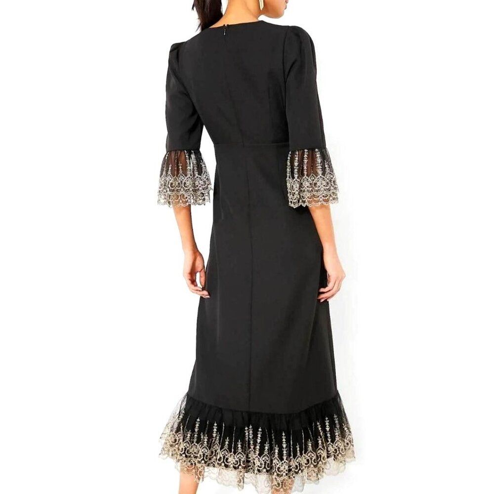 Tuckernuck Black Maxi Dress with Gold Lace Accents - Picture 2 of 9